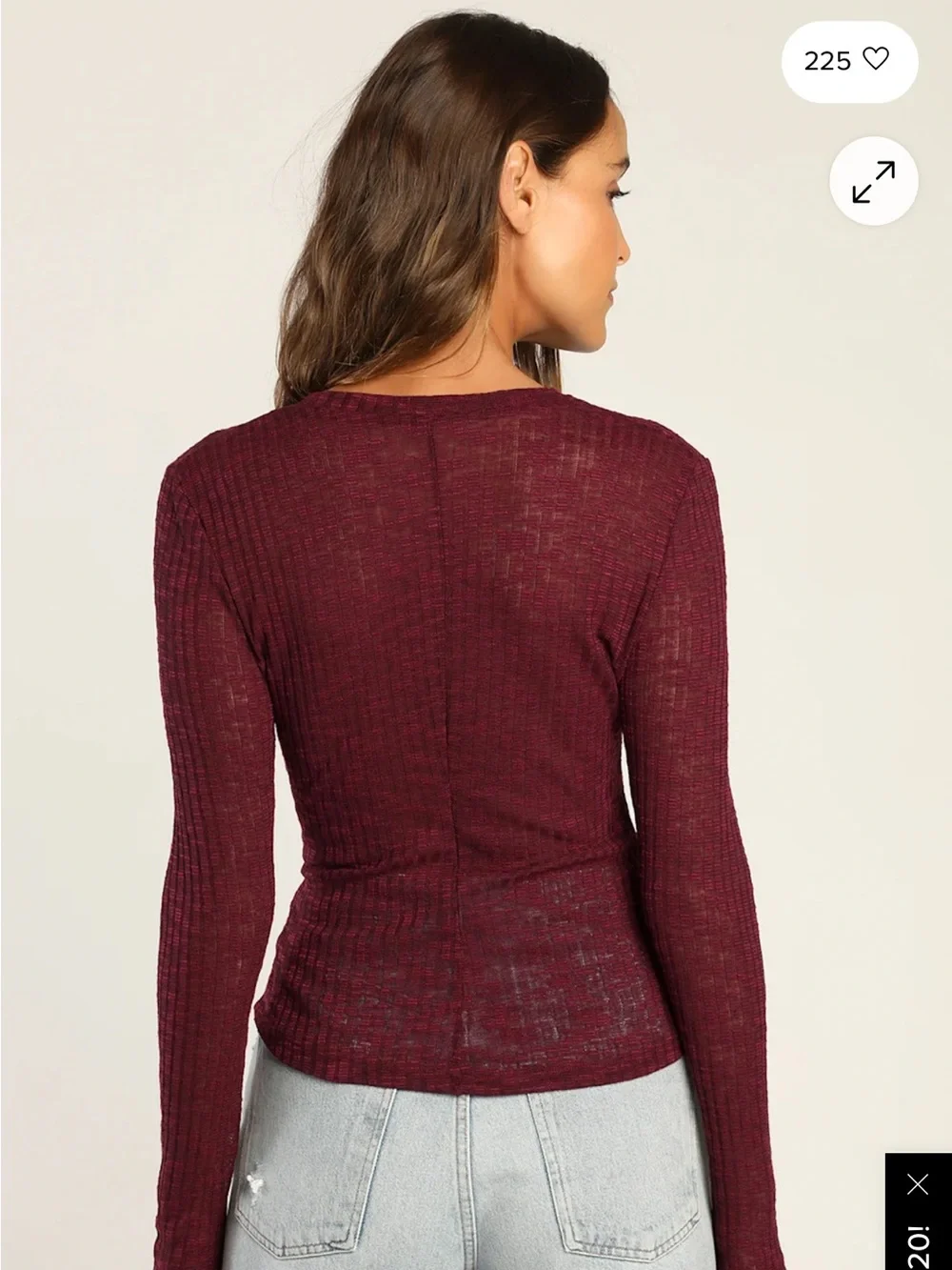 Free People Intimately Aura Burgundy Ribbed Knit Long Sleeve Layering Top S